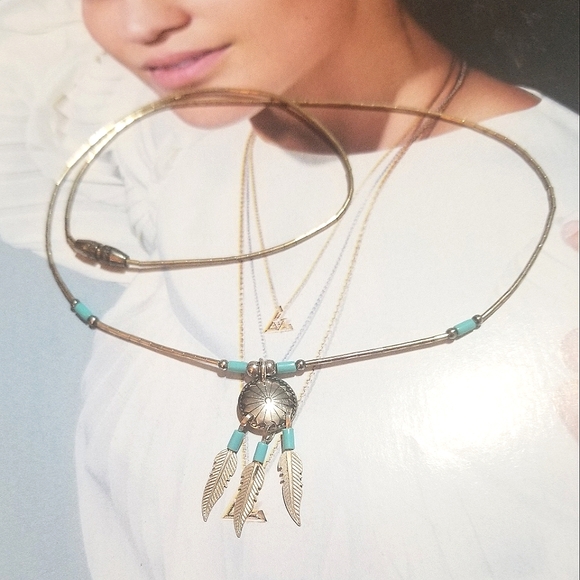1970s Native American Concho Feather Turquoise Liquid Silver Necklace - Picture 4 of 5